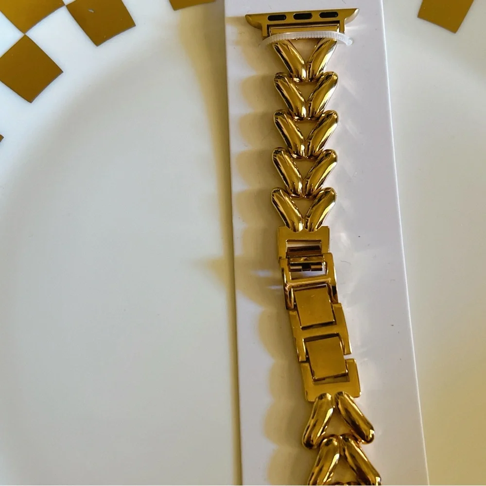 Apple watch strap 42mm 44mm 45mm cuban yellow gold stainless PVD plated iwatch